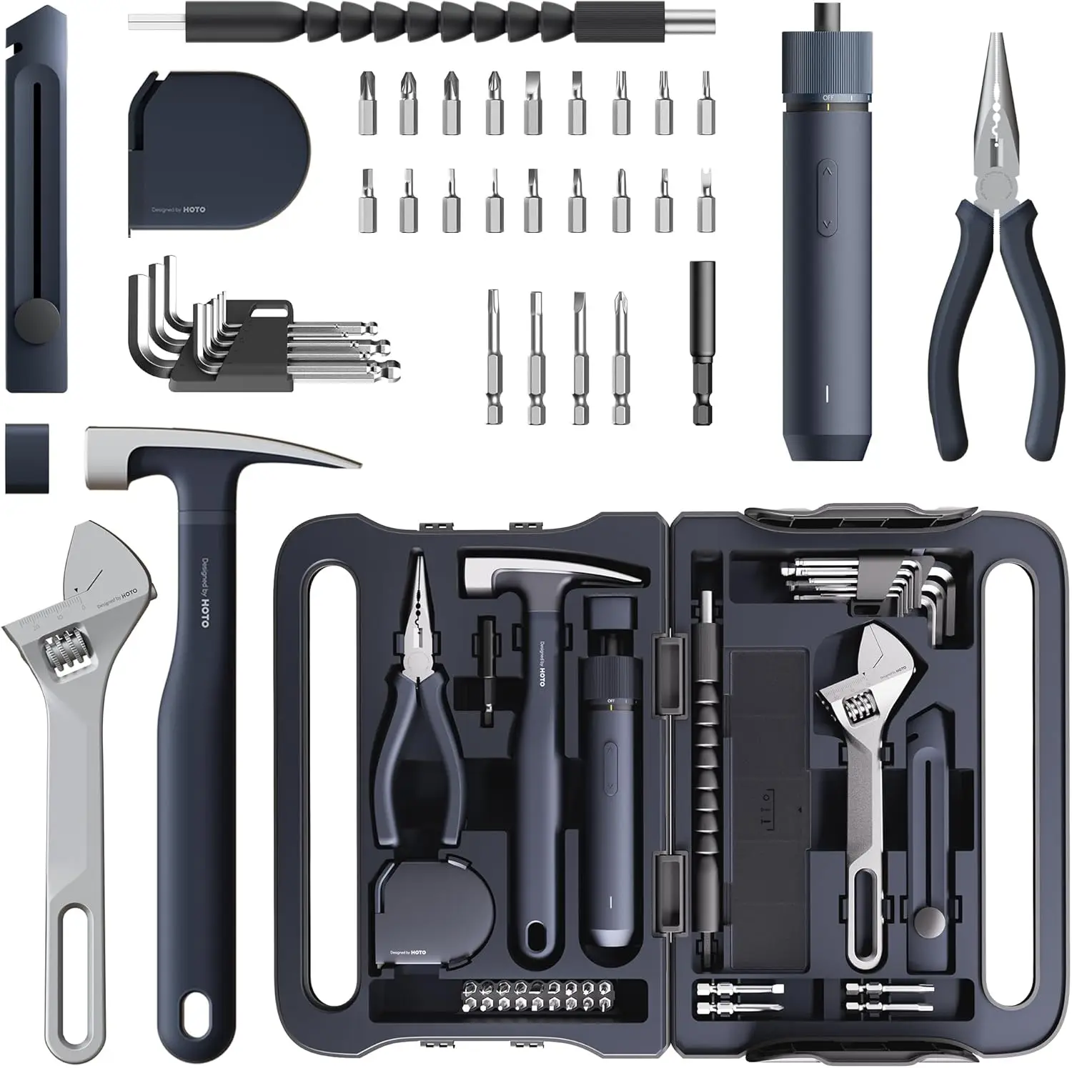 

40-Piece Tool Kit with Smart Electric Screwdriver, 14 Tools & 26 Accessories for Home Repairs and DIY Projects