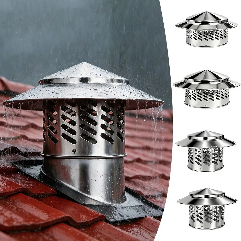 Simple Installation 80/110/160/200mm Chimney Cap Stainles Steel Multifunctional Ventilation Exhaust Cover Rainproof Cover