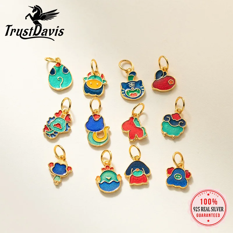 

TrustDavis настоящее серебро 925 пробы животное китайский зодиак подвески кулон для браслета ожерелье DIY аксессуары ювелирные изделия DZ1806