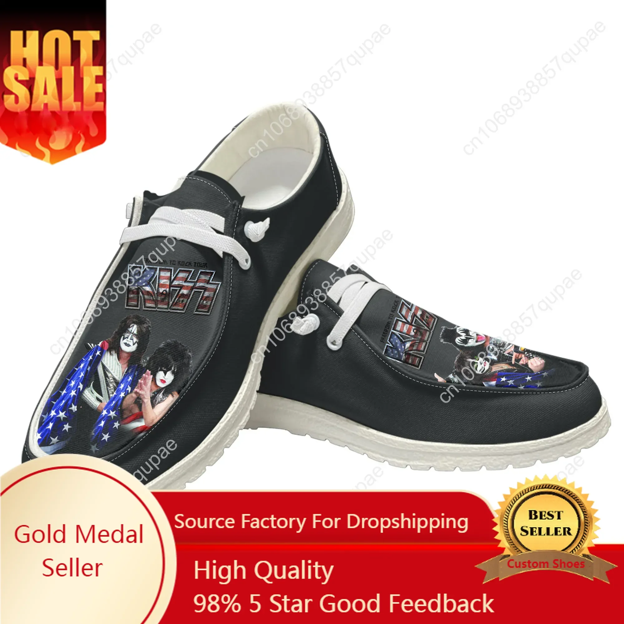 

Heavy Metal Rock Band Kiss Casual Shoes Men Woman Flat Shoe Breathable Indoor Outdoor Lightweight Footwear Custom Made Shoe