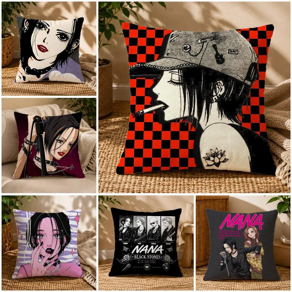 Anime NANAS Cushion Cover Soft Short Plush Zippered Cushion Covers 40/45/50cm Square Decor for Sofa Home