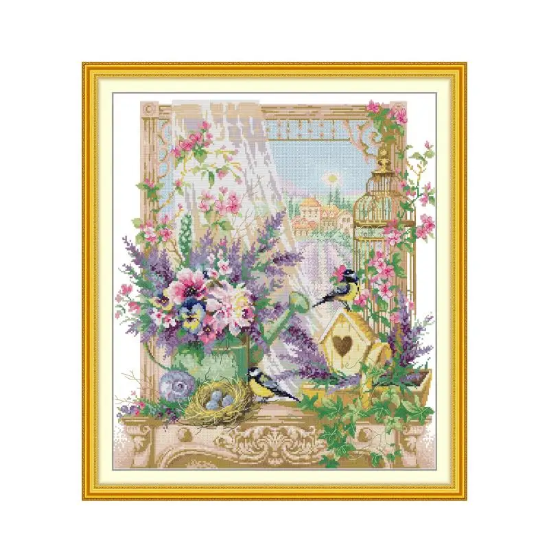 

Набор для вышивки крестом на подоконнике с цветами, 14 карат, 11 карат, принт на холсте, вышивка крестиком, вышивка ручной работы, рукоделие