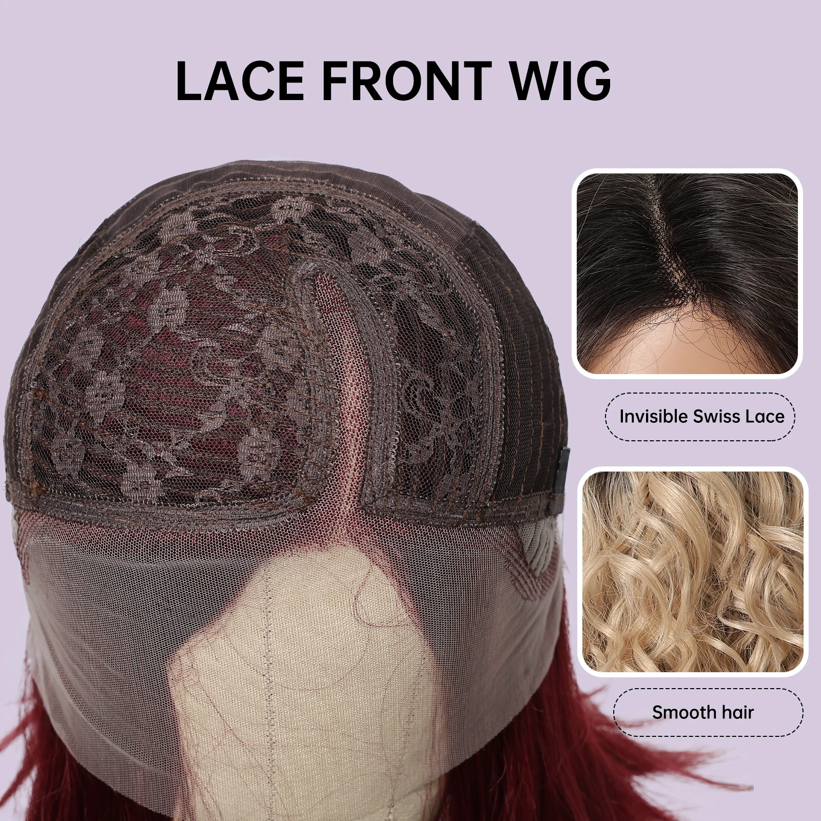 Ombre Brown Blonde Golden Lace Synthetic Wigs for Women Natural Daily Wave Light Brown Cosplay Use Heat Resistant Lace Front Wig