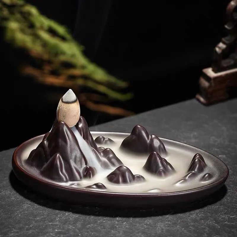 Retro Concrete Molds Waterfall Backflow Incense Burner Molds Incense Base Plaster Mold Teahouse Censer Holder Silicone Mold