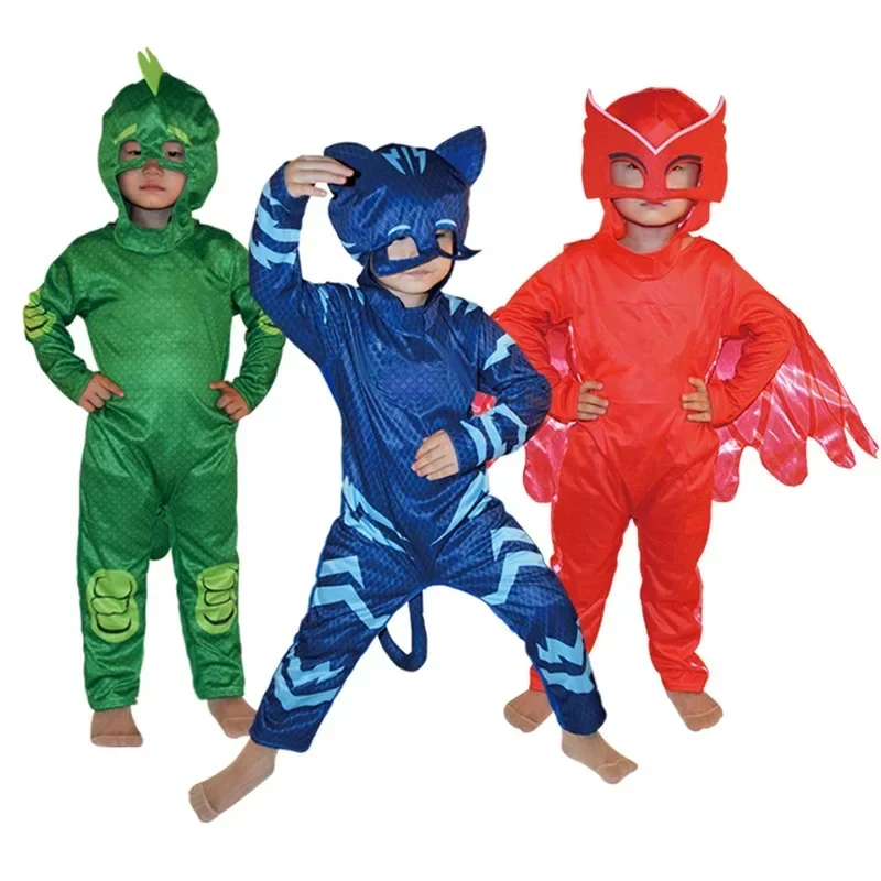 Hot Blue Pajama Boys Girls Cat Dog Boy Anime Hero Costume with Mask Cosplay Clothe Suit Child Halloween Birthday Party Kids Gift