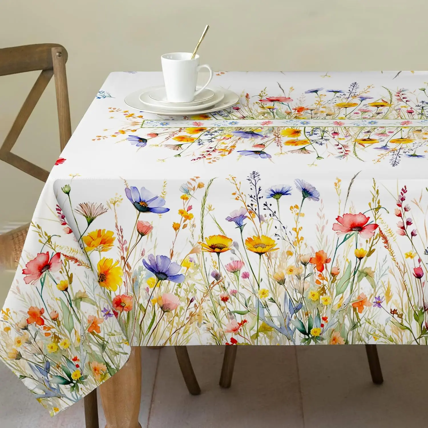 

Spring Tablecloth 60x120 for Rectangle Table - Floral Decor for Home, Party, Outdoor - Water Resistant & Wrinkle Free