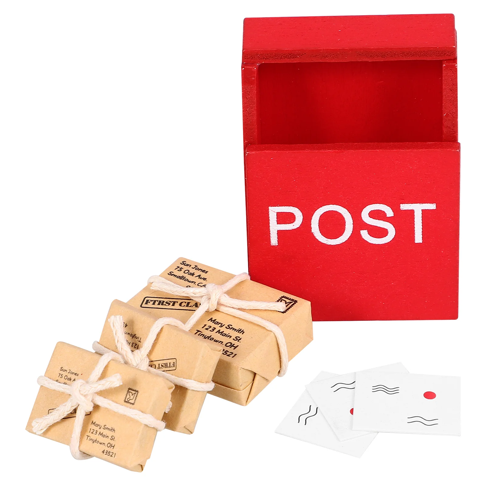 1 Set House Miniature Letter Box Ornaments Miniature Mail Sack Postcards house decoration mini mailbox model