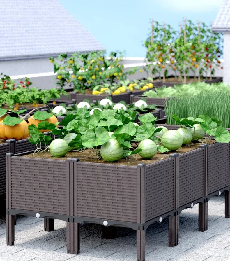 

SHUN Flower box planting box, outdoor courtyard vegetable planting special pot, large balcony vegetable pot, rectangular large