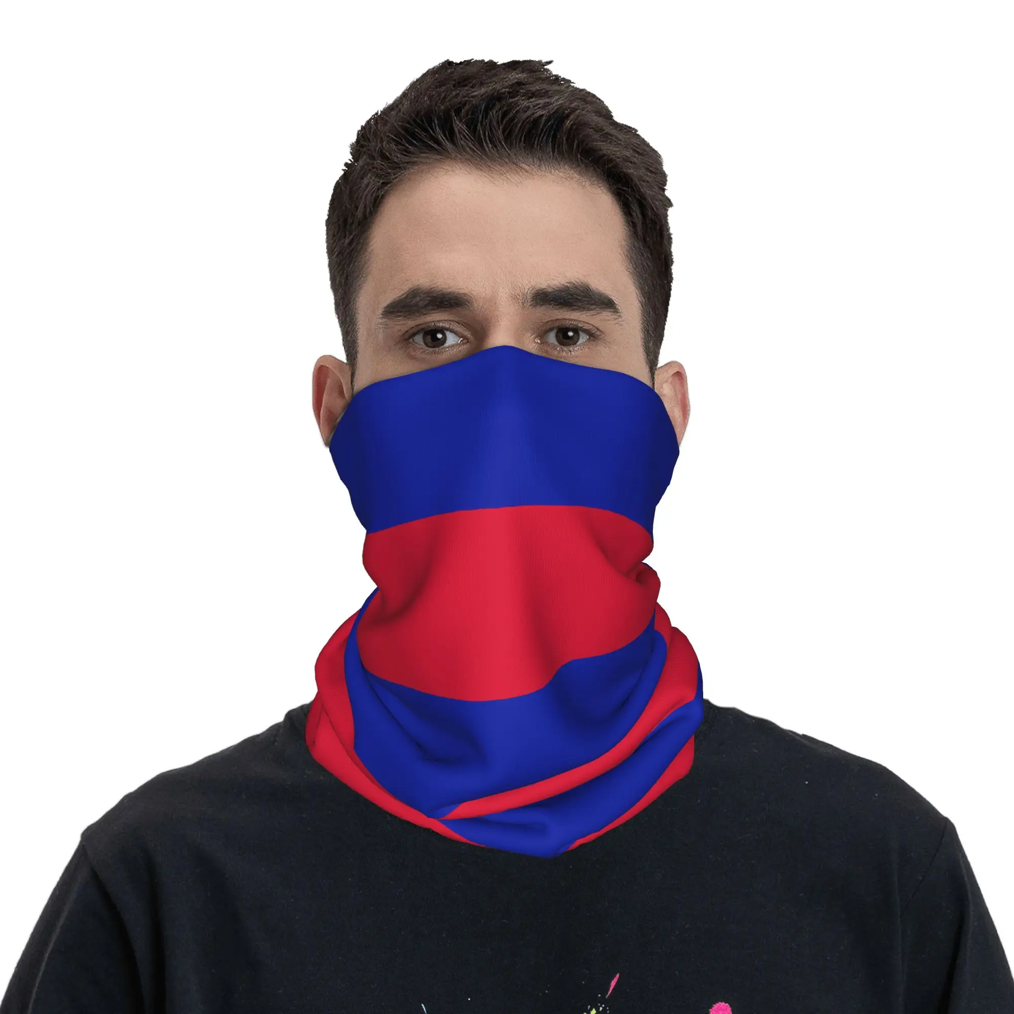 Haiti Flag Bandana Neck Gaiter Printed  Wrap Scarf Multifunctional Cycling Scarf Outdoor Sports Unisex Adult Breathable