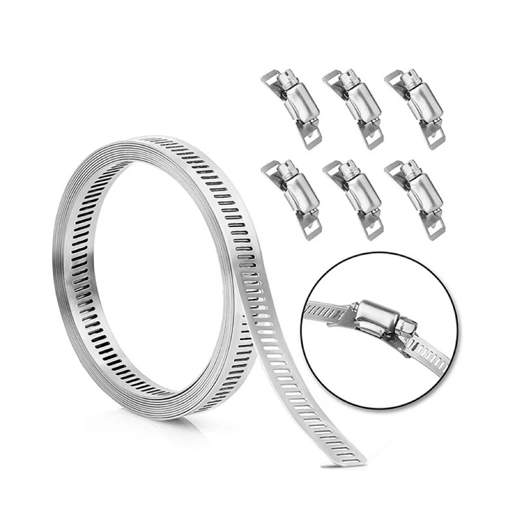 Buy With Confidence 304 Stainless Steel Clamp Clamp Through Hole 12.6mm Width 5 Meters Length Detailed Buckle Design