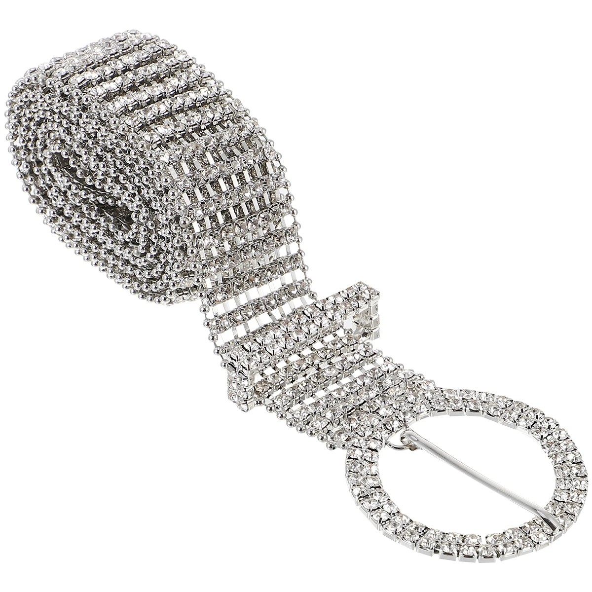 

Rhinestone Belt Women Fashion Lady Dress Accessories Clear Decorative Belt Blue Wide Bridal Waistband Golden Alloy Round Buckle