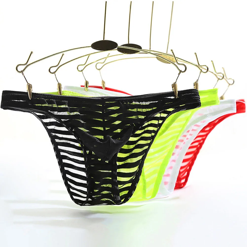 Men\\\\\\\'s Underwear Briefs with Breathable Mesh and Supportive Pouch Featuring Stripe Design for Comfortable All Day Wear