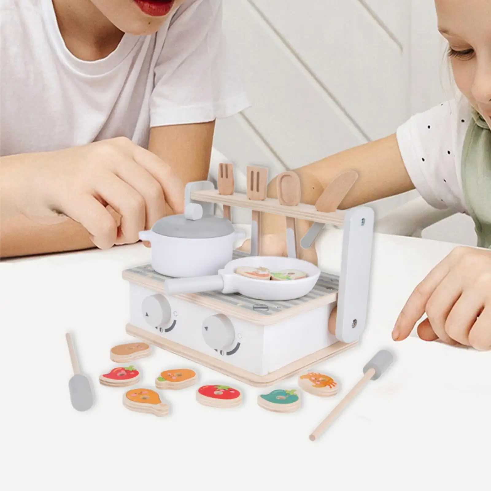 Brinquedo de cozinha de madeira para crianças, grelha, fogão, brinquedo para meninos, meninas, presentes para crianças