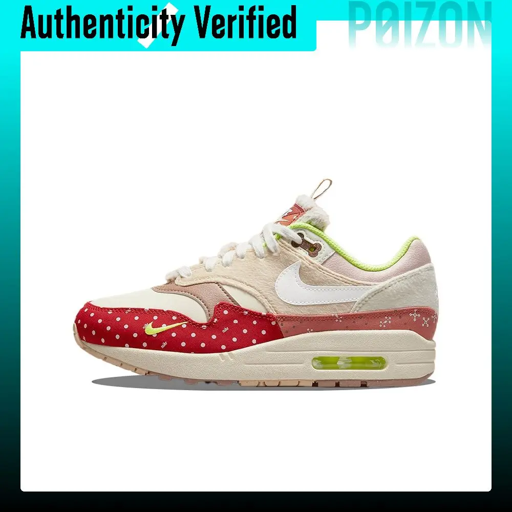 Zapatillas de running Nike Air Max 1 para mujer, de caña baja, en color caqui, blanco, rojo y verde neón, modelo DR2553-111.