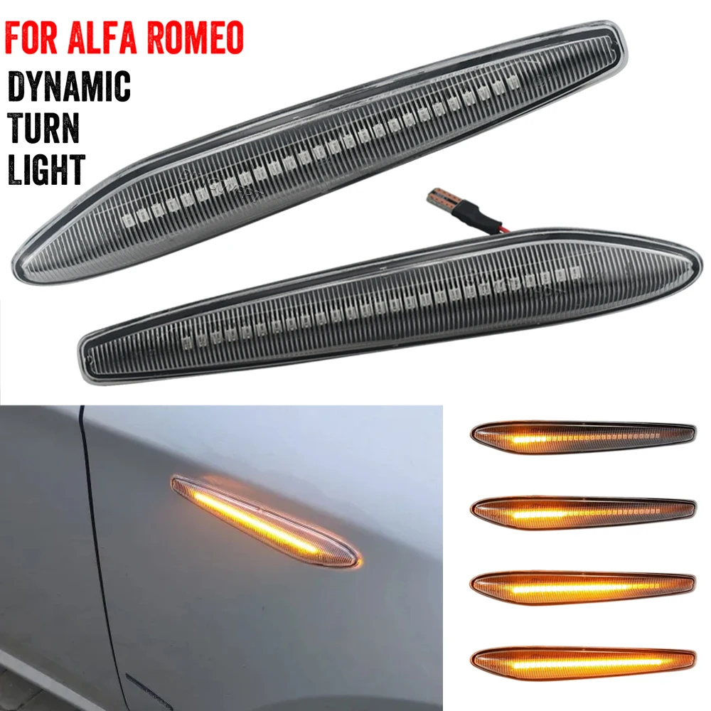 Pair LED Dynamic Side Marker Lights Arrow Turn Signal Blinker Lamps For Alfa Romeo 159 Sportwagon Brera Spider 939 2005-2012