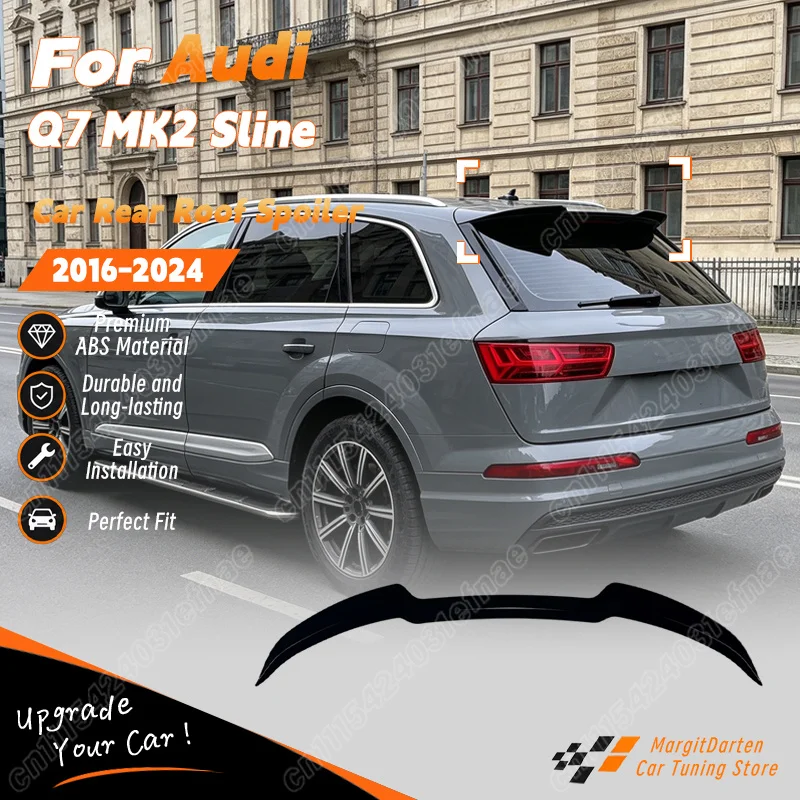 For Audi Q7 MK2 Sline 2016 2017 2018 2019 2020 2021 2022 2023 2024 Car Rear Roof Spoiler Gloss Black Auto Body Modification Kit