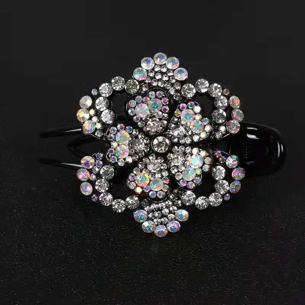 

Shinning Fashion Girls Acrylic Hair Clip Hairpin Ponytail Holder Rhinestone Hair Claw Flower Duckbill Clip Hair Accessories