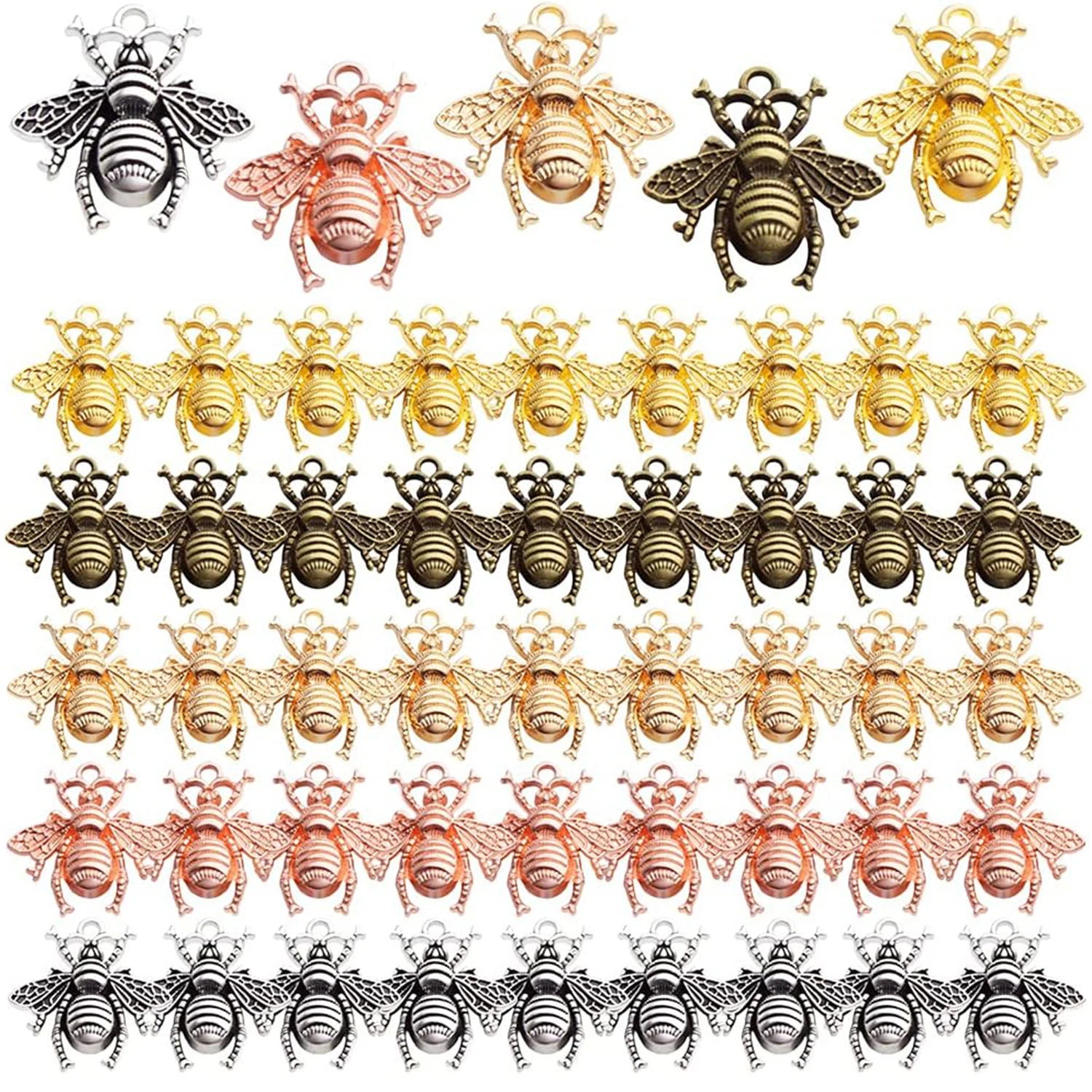 

50 шт. подвесок-пчел из сплава, подвески-пчелки, подвески-насекомые для изготовления ювелирных изделий своими руками, 21мм×20мм, 5 цветов