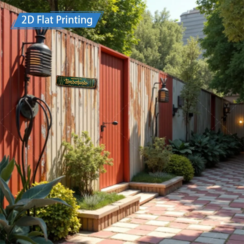 1 قطعة 4x16 بوصة علامة معدنية ريفي "مرحبًا بكم في Timberlands" علامة معدنية لديكور المزرعة