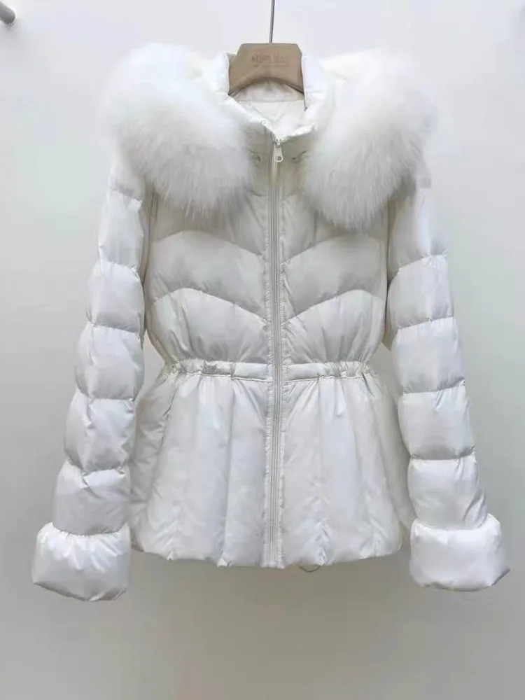 

2025 New Jacket Women Parkas Winter Fashion High-Quality Warm Cotton Waist-Tightening Coat Ladies Short Fur Hooded Outwear