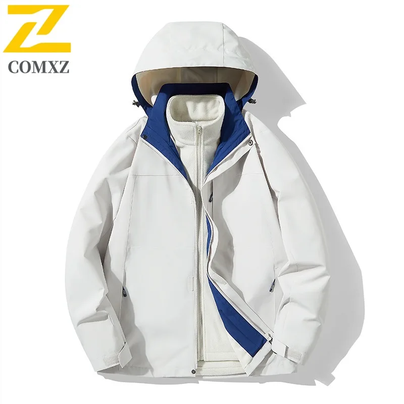 

COMXZ Спортивная куртка на открытом воздухе Съемная двухслойная система с капюшоном Идеально подходит для любителей горных исследований Однотонное пальто