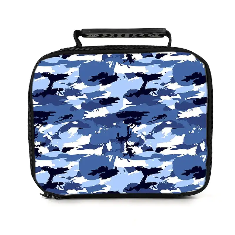 Blue White Blending Handheld Lunch Bag for Boy/Girls Best Gifts 2D Cartoon Lunch Box Bag School Insulated Bento Bag for Children