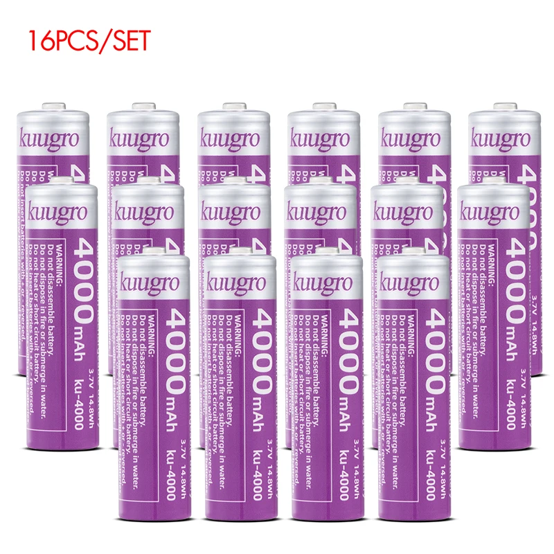 Kuugro ku-4000 puntige batterij 18650 4000 mAh 3,7 V oplaadbare lithiumbatterijen met de hoogste capaciteit 12A ontlading voor zaklamp