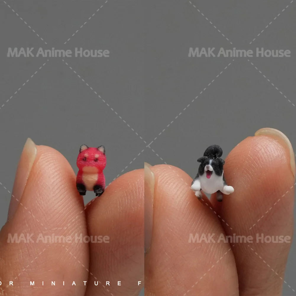 Facial Painted 1/64Cute Animals Pet Dogs French Bulldog Teddy 3D Print Props Figures Realistic Scene Creative Model Ornament Toy