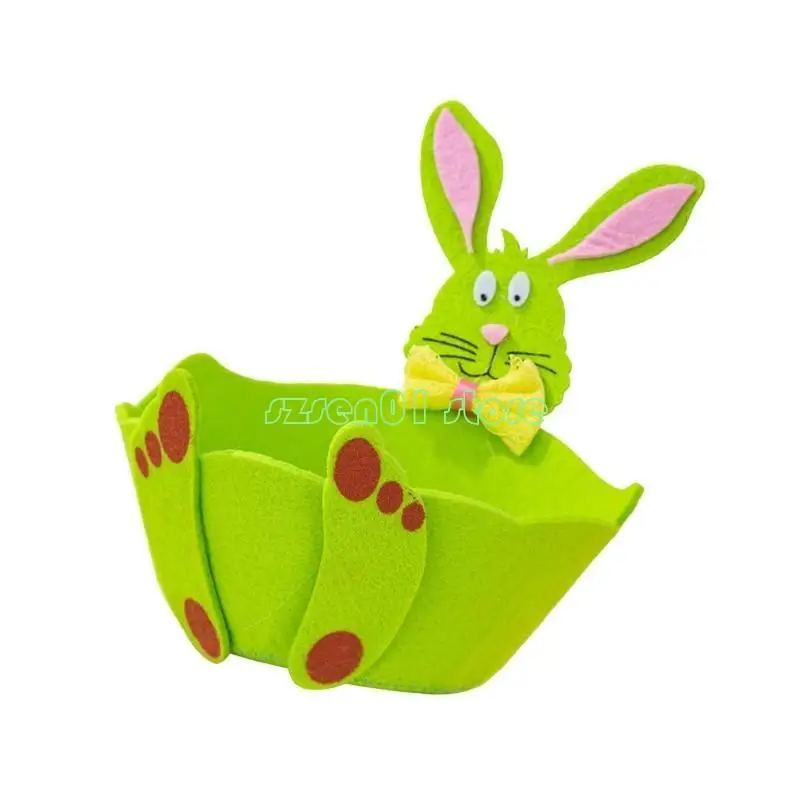 G32A Creative Easter Display Basket With Lovely Rabbit Print For Festival Parties