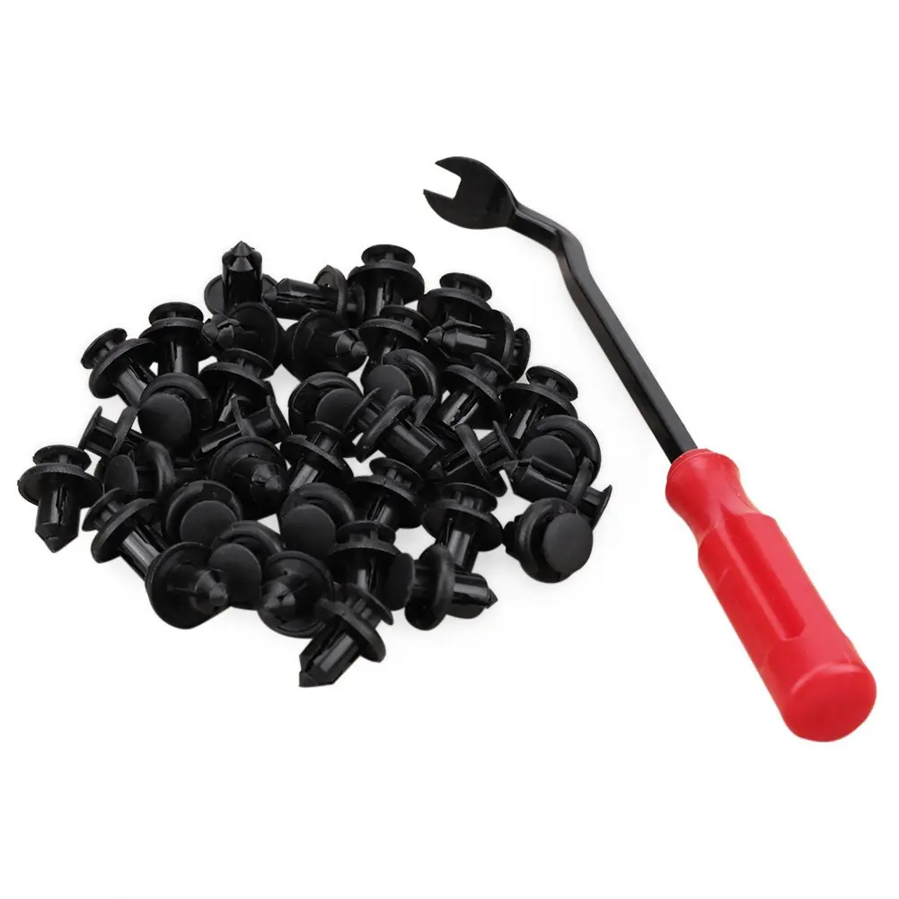 40pcs 10mm Push-type Plastic Bumper Flare Fastener Clips Remove the buckle