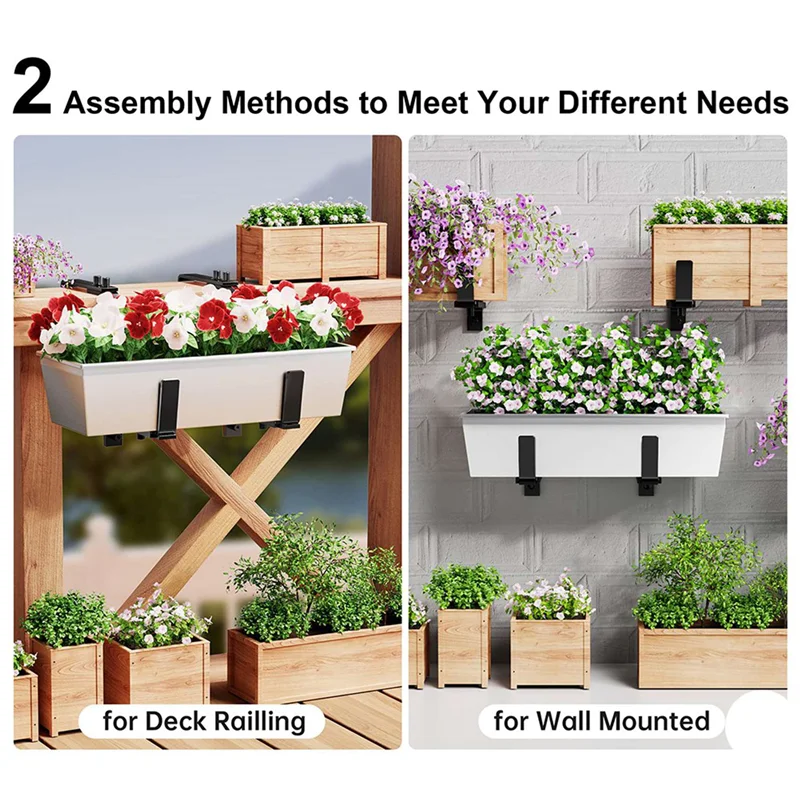 

【Lowest-Price!】4PCS Adjustable Planter Box Bracket (6 To 12.5 Inches) For Flower Box Holders, Window Boxes Plantershooks, Wall