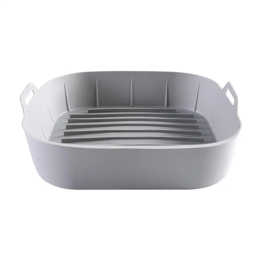 Imagen 7: Bandeja para hornear con estera para freidora de aire de silicona, estera para hornear de silicona de grado alimenticio engrosada, bandeja para hornear freidora de aire para el hogar, estera cuadrada para hornear
