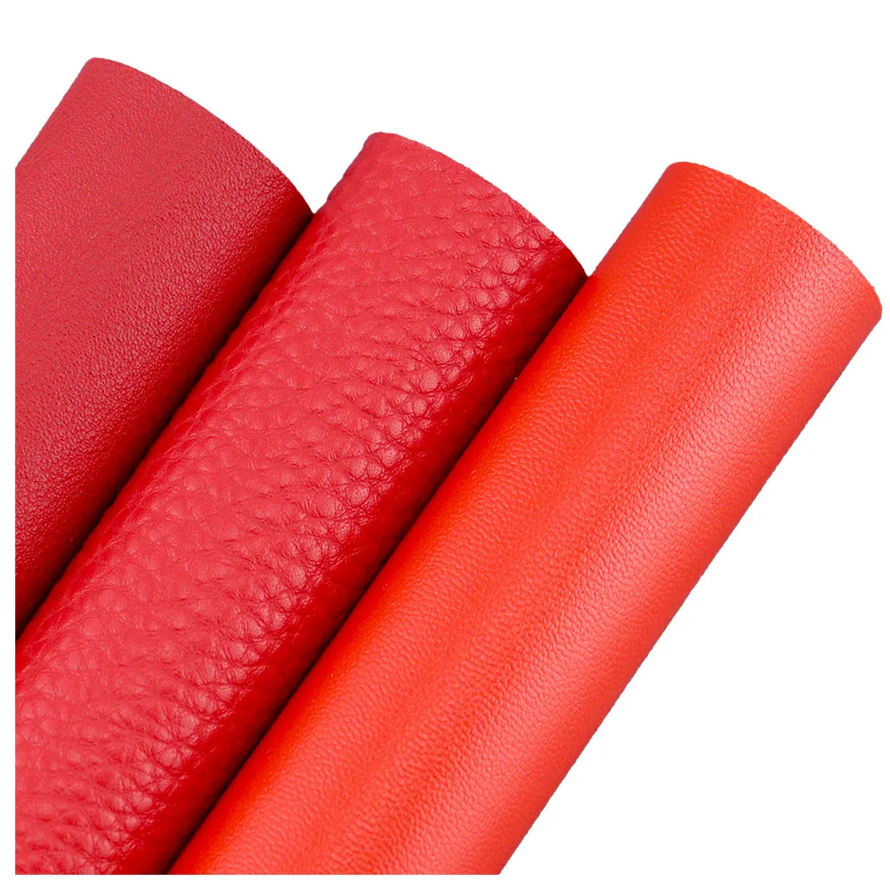 Rolka 30x134cm Czysta Czerwona Gładka Skóra Syntetyczna z Wytłaczanym Wzorem Litchi do Kokardek, Torebek, HM002