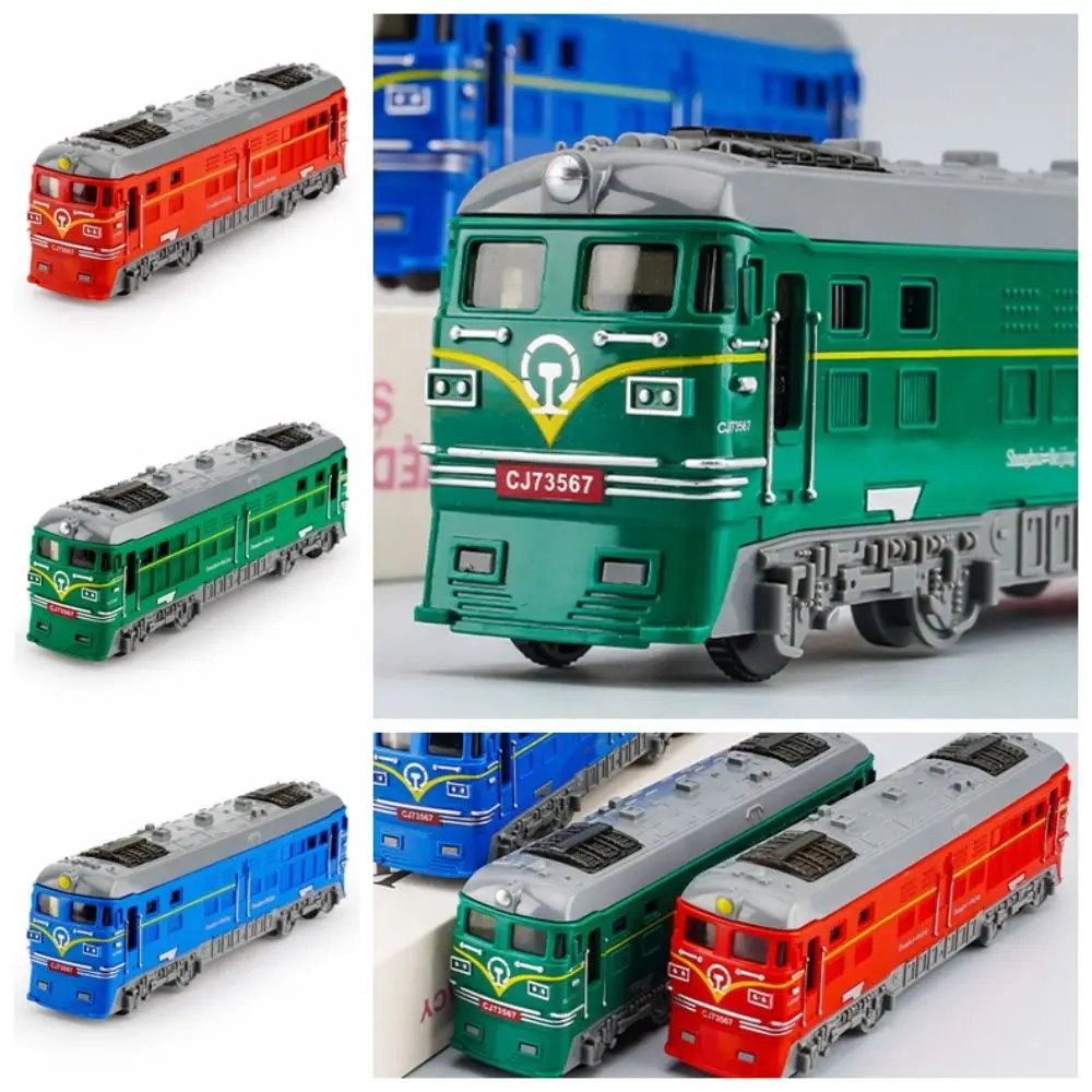 Escala de simulação trem inercial modelo em miniatura educacional veículo ferroviário brinquedo multi-cor puxar para trás trem carro brinquedos meninos e meninas