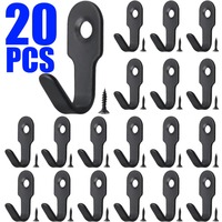 20/1Set Mini J-shaped Hook with Screw Stainless Steel Items Key Rack Wall Punching Hooks Kitchen Accessories Bathroom Hardware