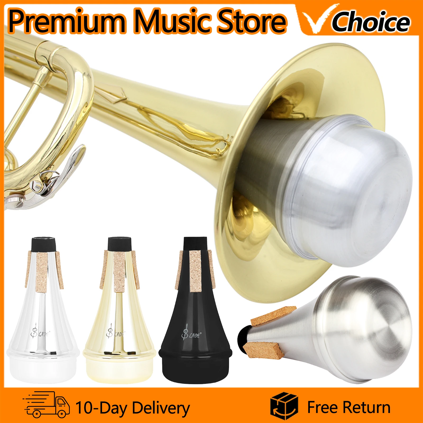 SLADE البوق كتم كاتم الصوت Weaker ABS/سبائك الألومنيوم خفيفة الوزن كتم البوق المبتدئين ممارسة كاتم الصوت أداة الملحقات