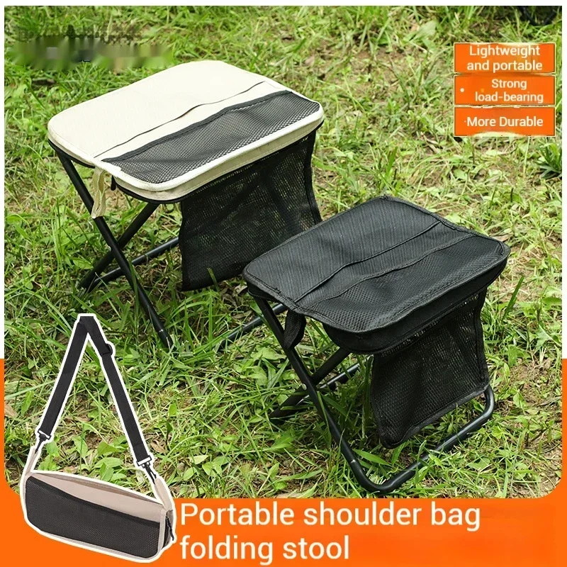 

Mini Outdoor Chair Foldable Backpack Stool Portable Garden Seat for Camping BBQ Fishing with Easy Carry Storage Bag