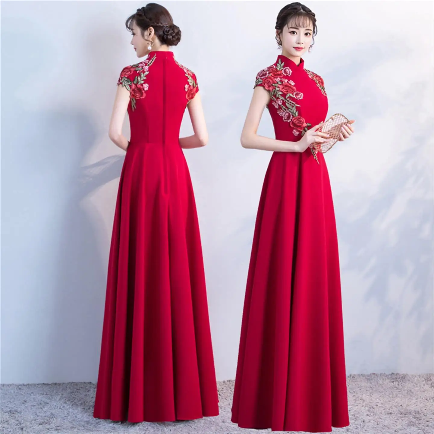 Ele européen Sle jupe longue Performance Costume femme Faion ow hôte recitation Performance Chœur Ensemble Dr