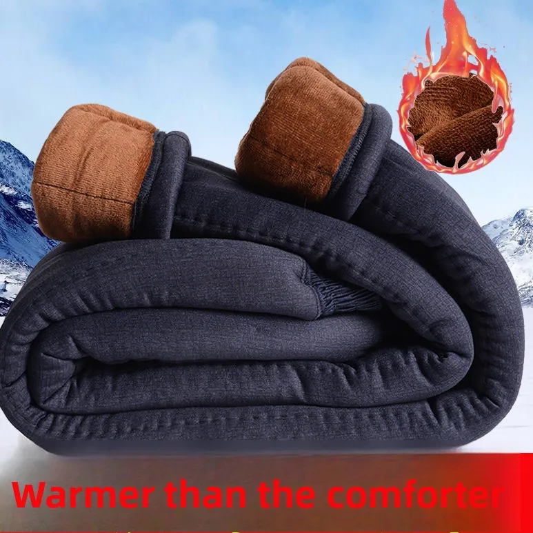 

Мужские зимние утепленные штаны из хлопка с фланелевой подкладкой, теплые брюки большого размера для дома, одежда для пап