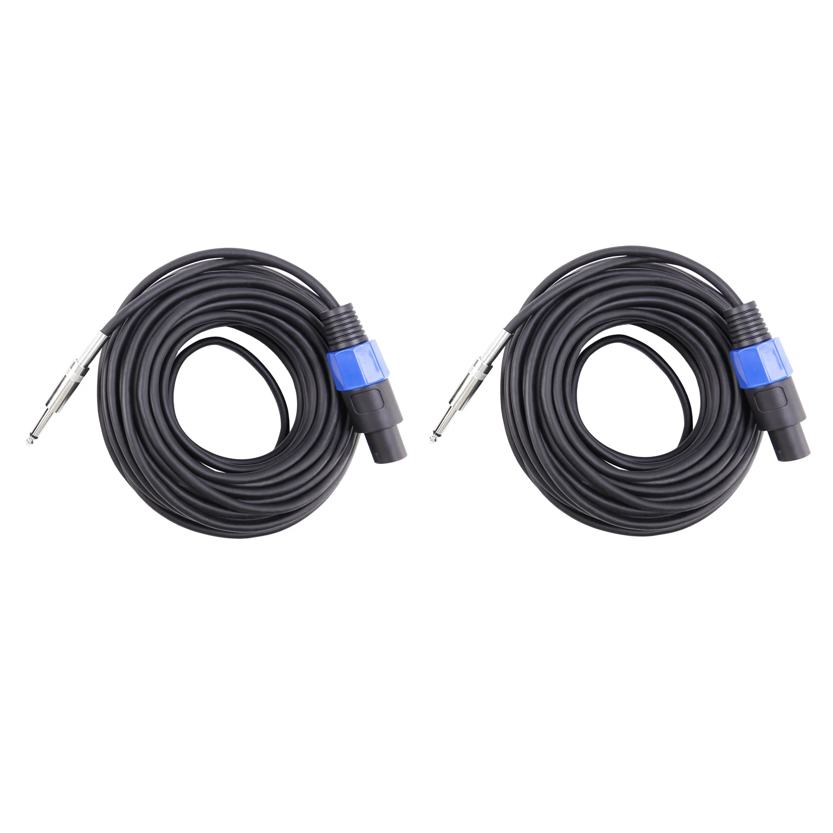 2 Pack 50 Ft Speakon to 1/4 Inch Male Speaker Cables 12 Gauge AWG Wire Audio Amplifier Connection Cord 6.35mm DJ/PA Speaker