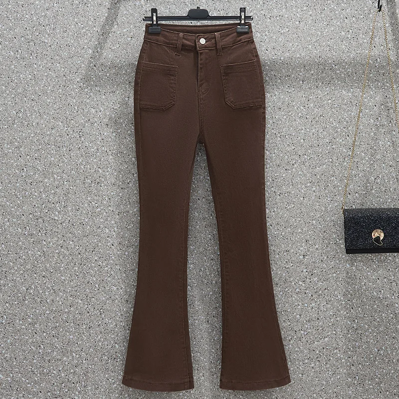 Autumn Loose Women Flares Pants High Waist Slim Fit Korean Style Casual Office Lady Solid Color Simple Retro All-match Trousers