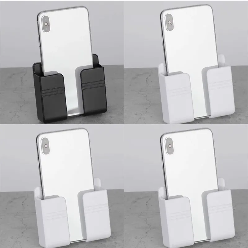 1–4 Stück wandmontierte Aufbewahrungsgeräte für Telefonladegeräte und Fernbedienungen mit Löchern, geeignet für Küche, Schlafzimmer, Badezimmer