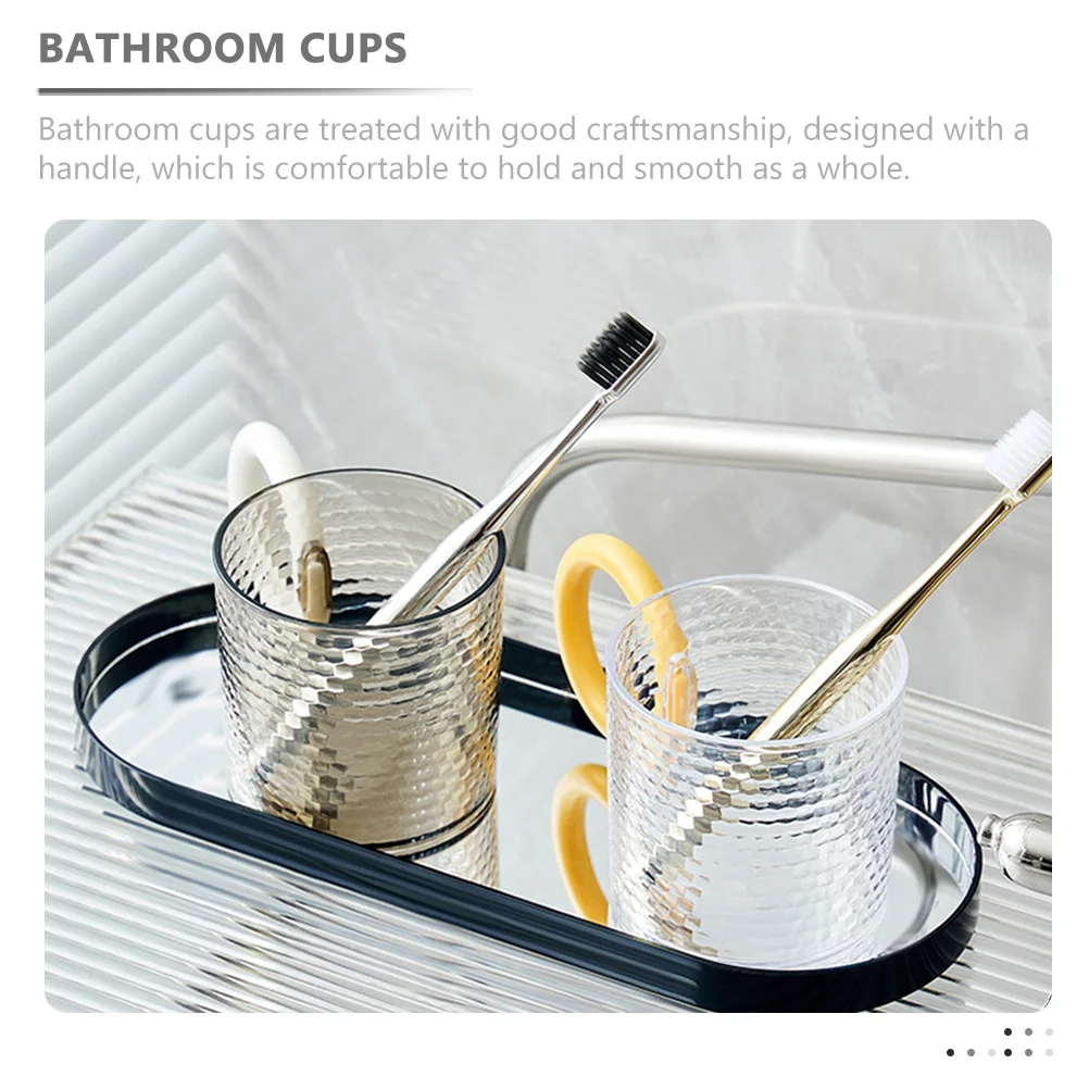 

2pcs Hammer Texture Couple Cups As Material Bathroom Cup Toothbrush Holder Drinking Tumbler Reusable Mouthwash Cup For Cold