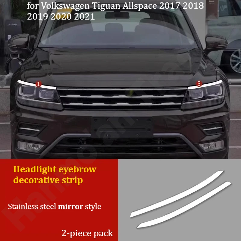 

for Volkswagen Tiguan Allspace 2017~2021 Front bumper light strip/fog light anti-collision decorative strip/modified accessories