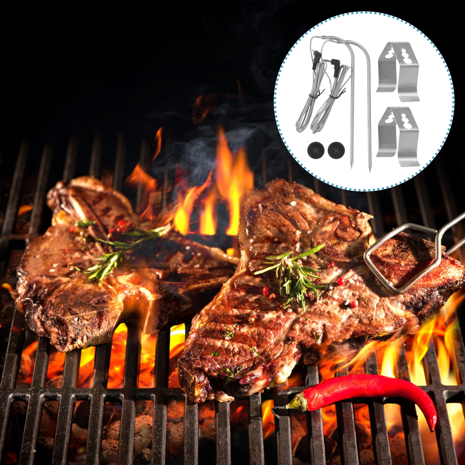 

1 set Stainless Steel Meat Thermometer Temperature Probe Oven Safe Bbq Baking Cooking Kitchen Grill Food Turkey Air Fryer High