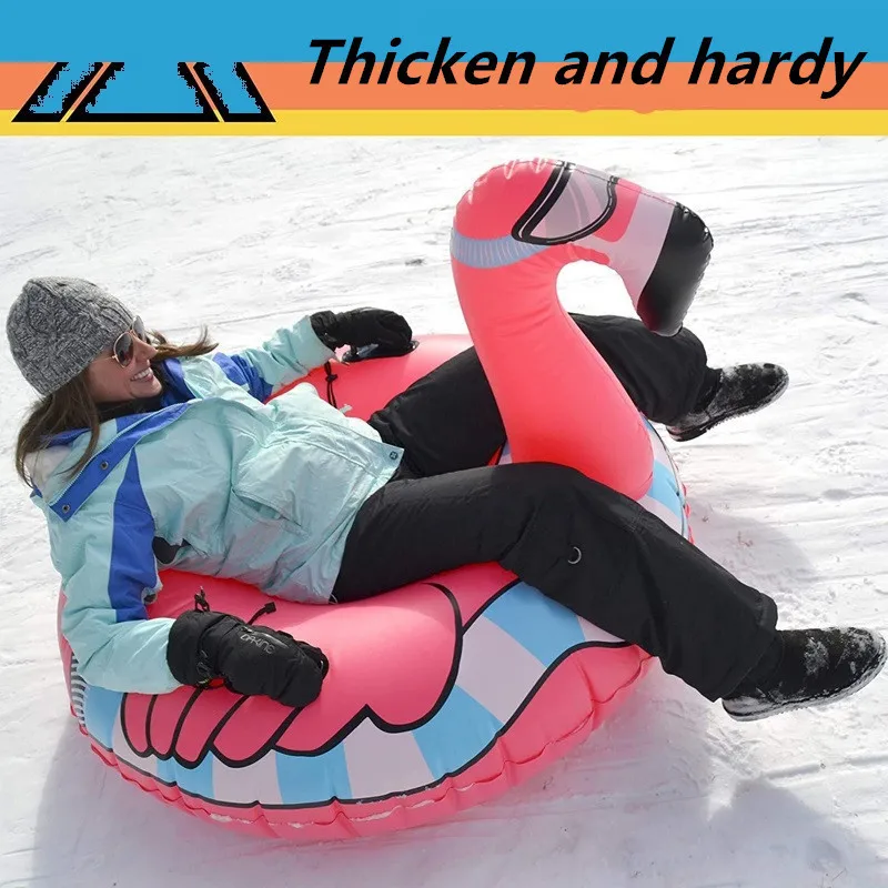 Winter Snow Skiing Inflatable Flamingo Outdoor Single Thickened Wear Ski Sled Inflatable Tire Ski Equipment