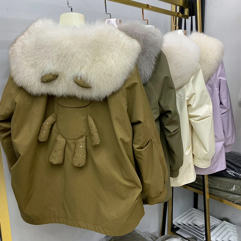 Cotton Padded Oversize 4XL Winter Coats Fashion Big Fur Jacket Womens Loose Warm Long Parka Coat Down Cotton Jacket 2024