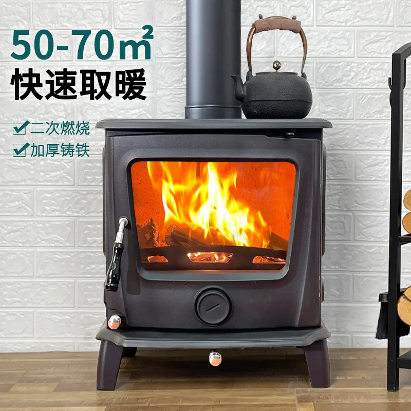 

Fireplace, real firewood, cast iron, household real firewood, wood heating, living room, self-built villa, homestay, rural fire,