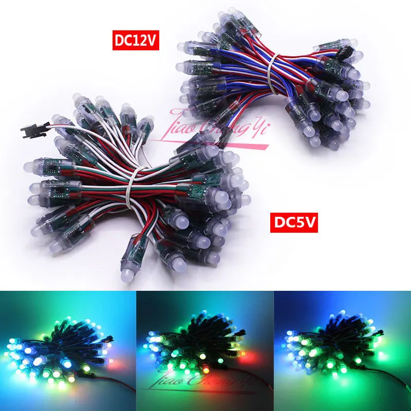 5V 12V WS2811 2811 IC RGB Full Color 12mm Pixels digital Addressable Dream Color LED Pix els Module IP68 Waterproof Point Light