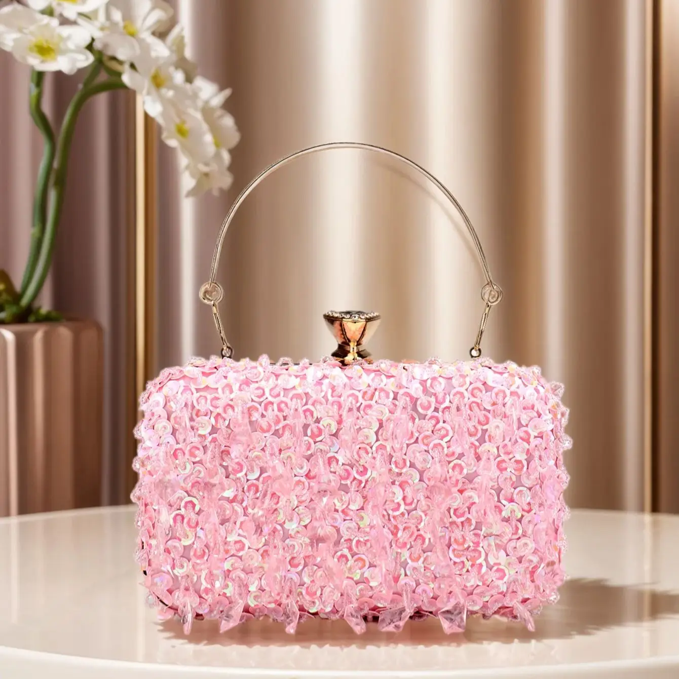 

Diamonds Beaded Wedding Chain Shoulder Clutches Plastic Embroidery Party Dinner Purse Tassel Women Evening Bags